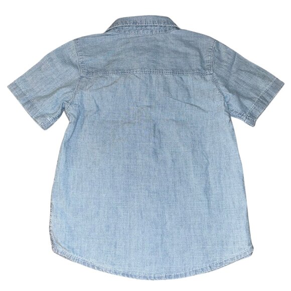 🍁3/$10 OshKosh B’gosh Boys 5T Light Blue Chambray Button Down Shirt Short Sleeve - Picture 10 of 10